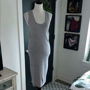Athleta M MP long fitted casual Gray Sleeveless Knit Dress